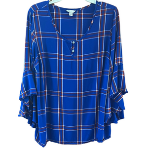 Blue Plaid Women's Top